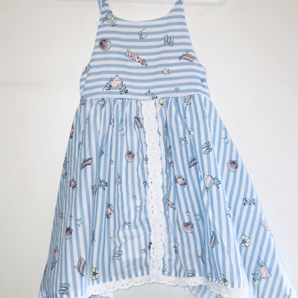 Blue and white toddler dress